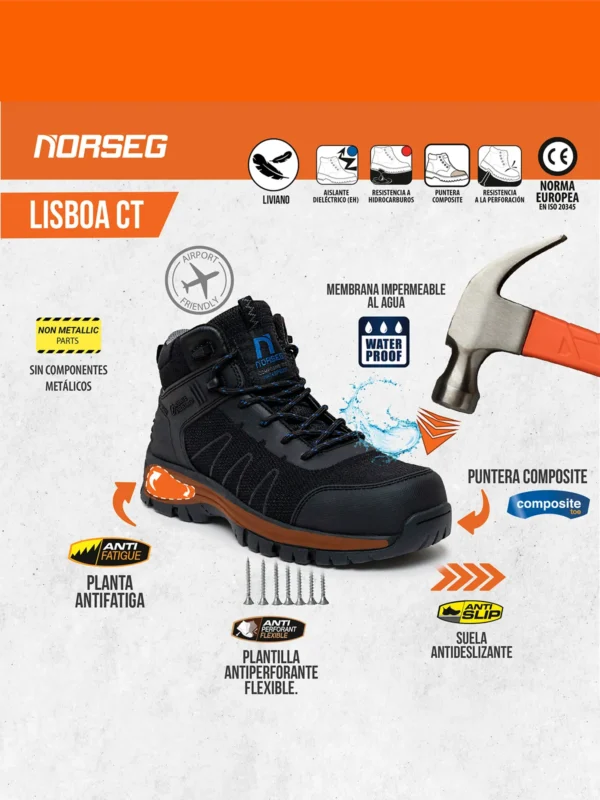 ZAPATO DE SEGURIDAD IMPERMEABLE NORSEG LISBOA - Imagen 10