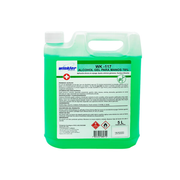 ALCOHOL GEL WINKLER 5 LTS AL 70%