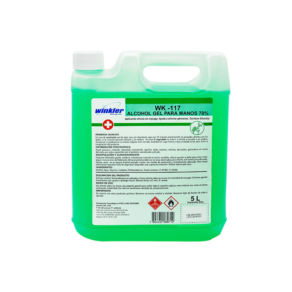 ALCOHOL GEL WINKLER 5 LTS AL 70%