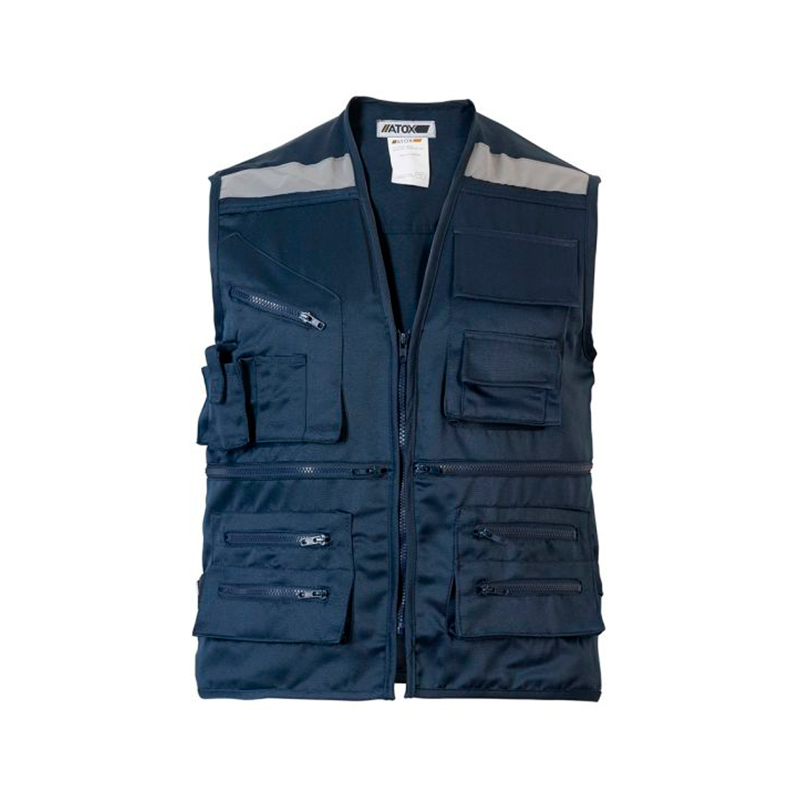 CHALECO GEOLOGO DE GABARDINA AZUL MARINO