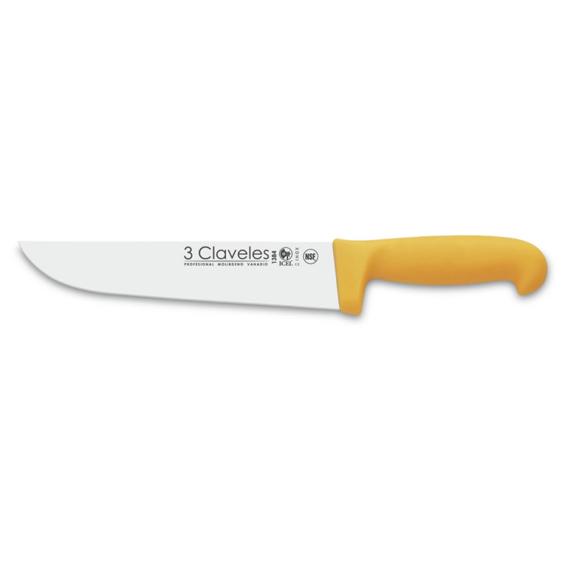 CUCHILLO TRES CLAVELES 1384 AMARILLO 20 CMS CARNICERO